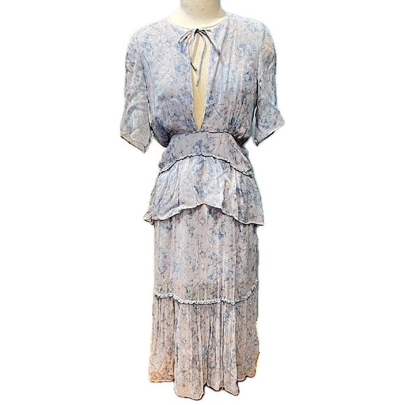 Stevie May Iris Tiered Midi Floral Dress Size Medium - Picture 4 of 13